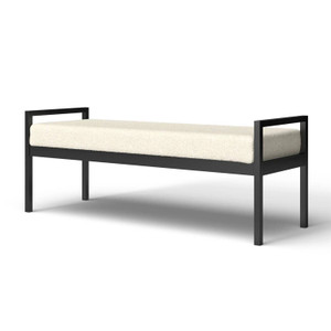 Modern Industrial Bed Bench with Black Metal Frame and Cream Upholstered Cushion Q280-LUBCB1925462874