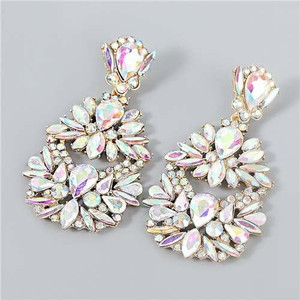 Rhinestone Floral Abstract Prints U.S. Party Fashion Women Alloy Wholesale Costume Earrings - Lumin A392-fear7172
