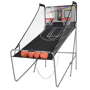 Foldable Double Electronic Basketball Game with 4 Balls Indoor-Gray - Color: Gray D681-SP35202
