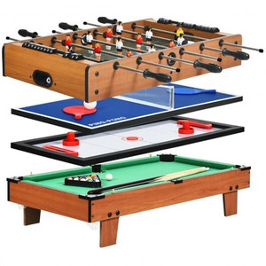 4-in-1 Combo Game Table Set Foosball Table with Billiards and Hockey B593-TY580385
