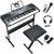 61-Key Electronic Keyboard Piano Starter Set with Stand Bench and Headphones - Color: Black D681-MU70008