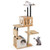 Modern Tall Cat Tower with Double Condos with Dangling Balls and Sisal Carpets-Natural - Color: Nat D681-PV10281NA