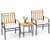 3 Pieces Outdoor Furniture Set Acacia Wood Patio Conversation Set with Cushions-White - Color: White D681-HW72142WH