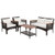 4 Pieces Patio Rattan Acacia Wood Furniture Set with Cushions and Armrest - Color: Espresso D681-HW69538+
