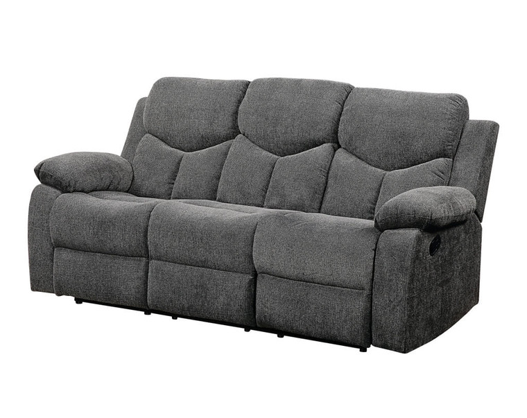 82" Gray Chenille Reclining Sofa With Black Legs N270-491322