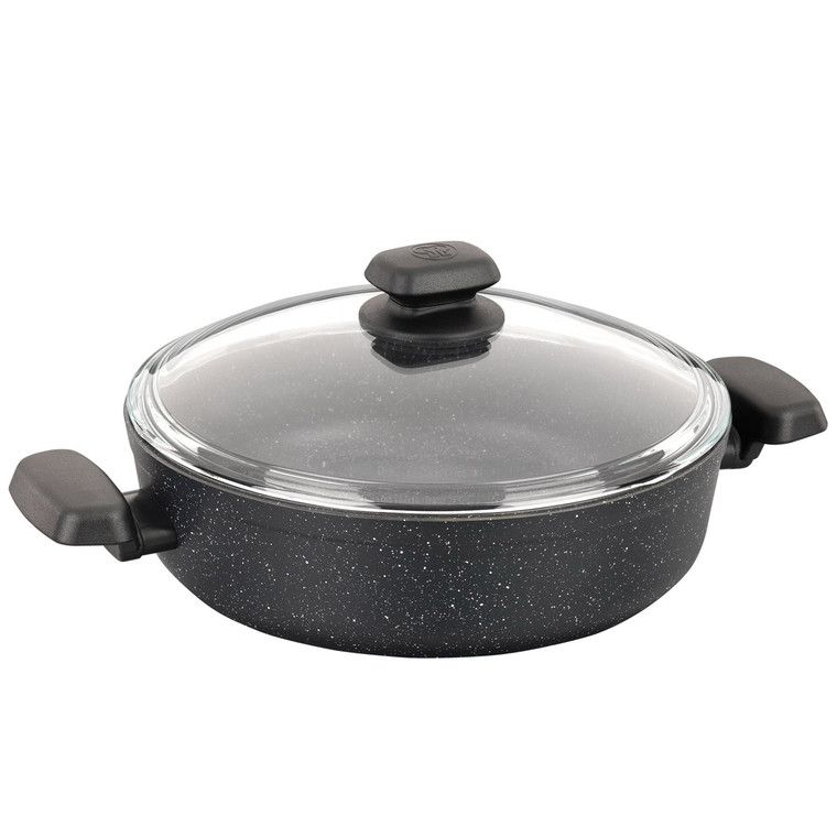 Korkmaz Ornella Non Stick 10 Inch 3.5 Liter Low Casserole with Lid in Black D970-A1344