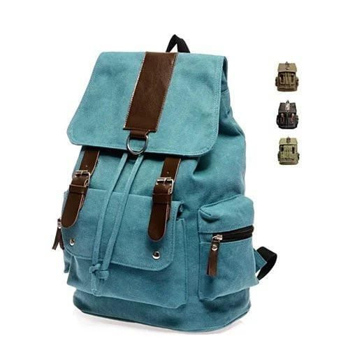 Color: Brown - Back To Campus Canvas Backpack In 4 Colors K290-5744049925