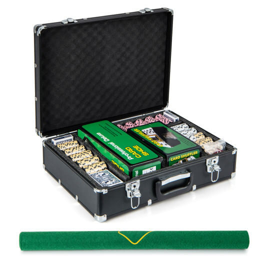 600-Piece Poker Chip Set 14 Gram Claytec Chips with Carrying Case-Black - Color: Black D681-UY10100BK