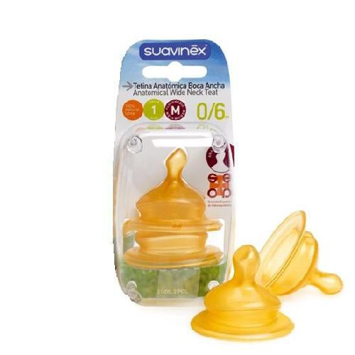 Suavinex tetina anatómica boca ancha caucho t1 m, 2 UD