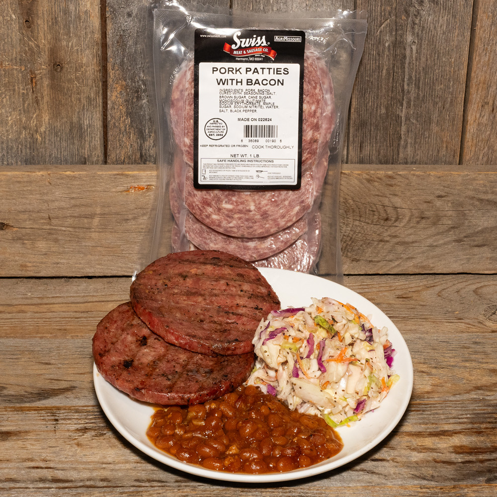 Pork Patties with Bacon - 16oz