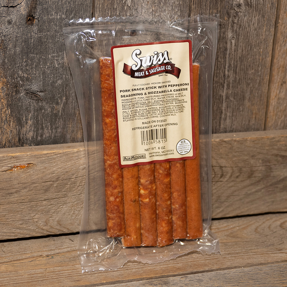 Pork Snack Sticks with Mozzarella Cheese & Pepperoni Seasoning - 6oz
