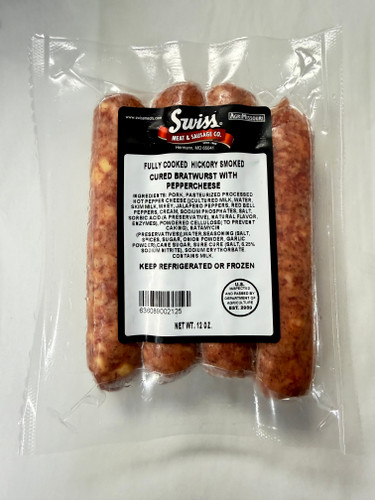 Hickory Smoked Pepper Cheese Bratwurst - 12oz