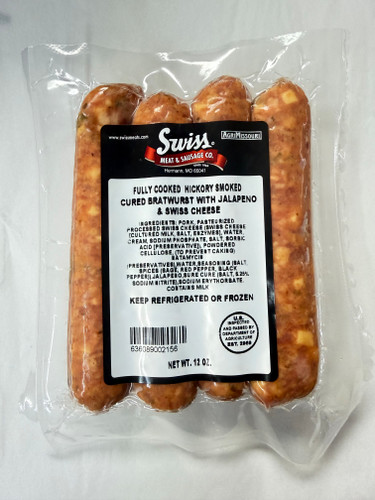 Hickory Smoked Jalapeno & Swiss Bratwurst - 12oz