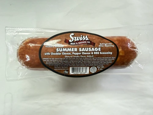 Smoked BBQ Flavored Summer Sausage with Cheddar & Pepper Cheese - 8oz