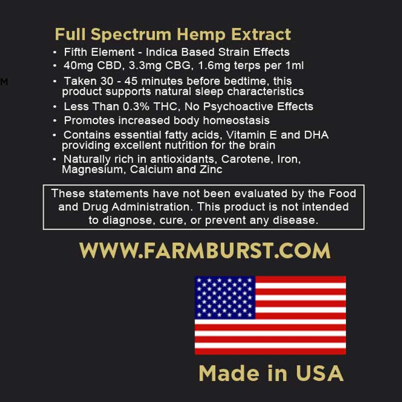 Farmburst Nightime"Sleep" CBD Oil - 1,300 mg (43mg/ml) Full Spectrum CBD + CBG Tincture | 30 ml