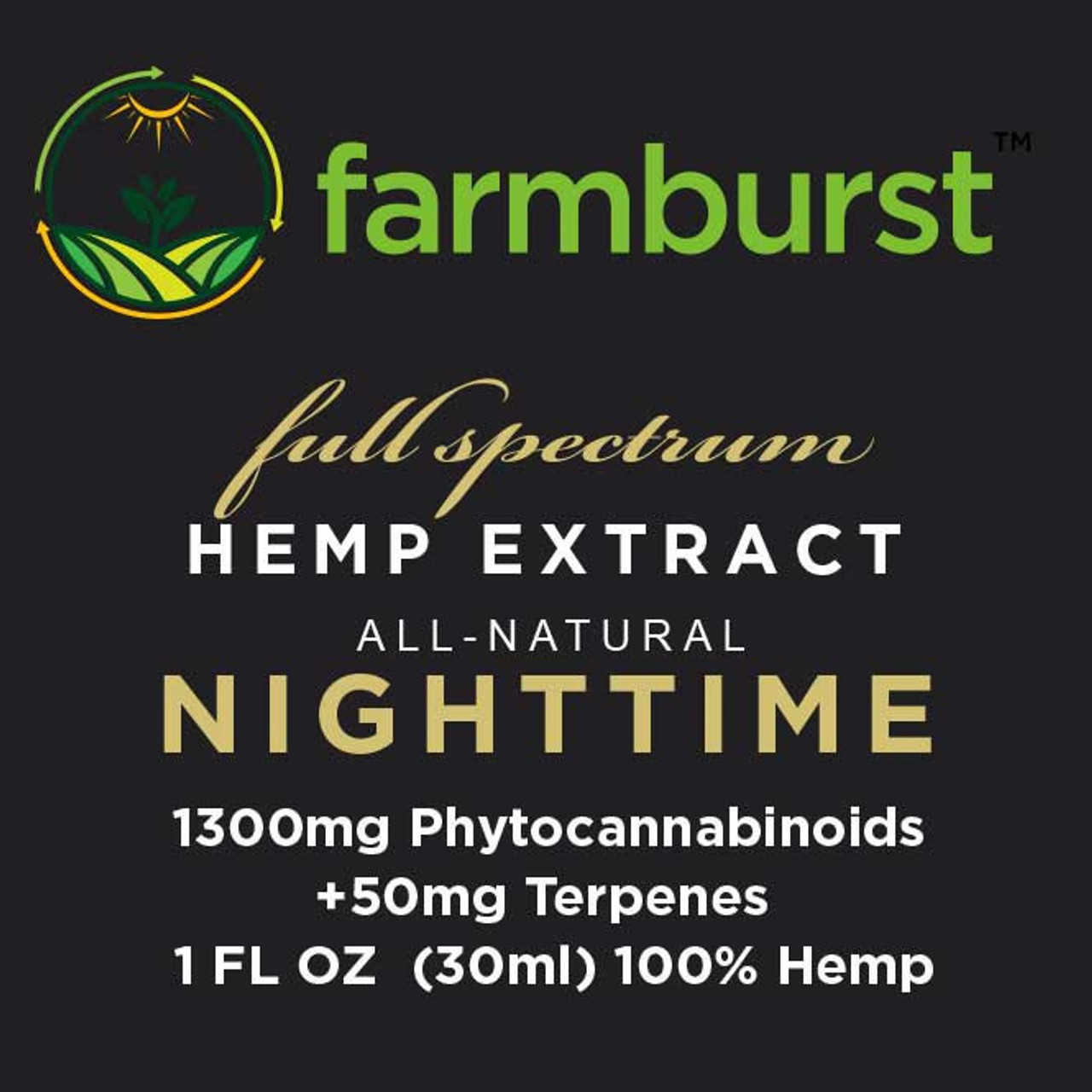 Farmburst Nightime"Sleep" CBD Oil - 1,300 mg (43mg/ml) Full Spectrum CBD + CBG Tincture | 30 ml