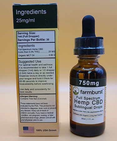 Farmburst CBD Oil - 750 mg (25mg/ml) Full Spectrum CBD Tincture | 30 ml