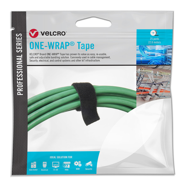 Tape, 25 yd. L x 3/4 in. W, White, Hook and Loop Lock - 31091