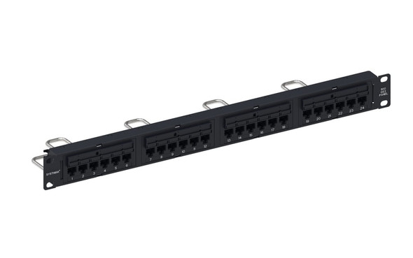 SYSTIMAX Patch Panel, IDC, 24 Ports, 8 Wire Cat 6, T568A/B, Black - 760206797