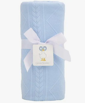 Goose Waddle Knit Baby Blanket - Blue