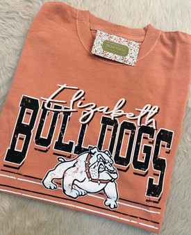 "Elizabeth Bulldogs" on Terracotta Comfort Color Tee