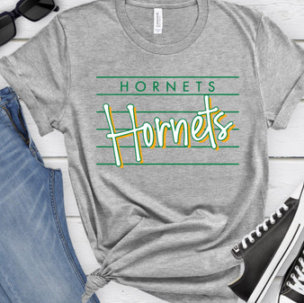 Striped Hornets Green & Gold Screen Printed Tee 