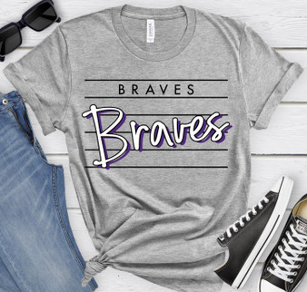 Striped Braves Black & Purple Screen Printed Tee 