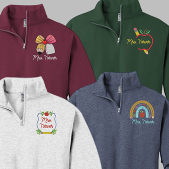 Teacher Embroidered 1/4 Zip Pullover