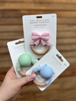 Lion/Green - Silicone + Wood Rattle