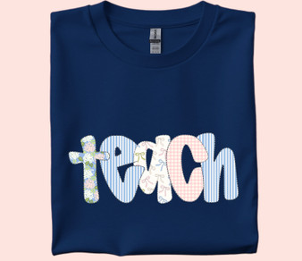 Preppy “teach” tee on navy 