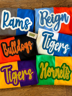 Colorblock Sweater with Double Glitter Appliqué