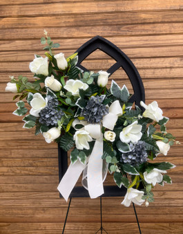 #4 Wooden Window Silk Flower Funeral Spray 