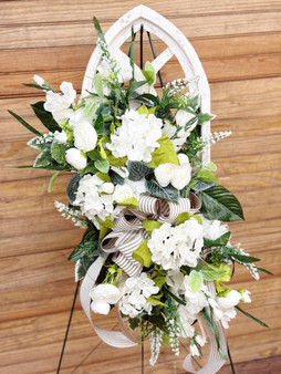 #5 Wooden Window Silk Flower Funeral Spray 