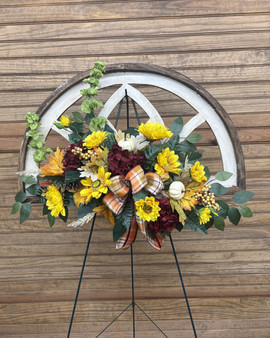 #6 Wooden Window Silk Flower Funeral Spray 
