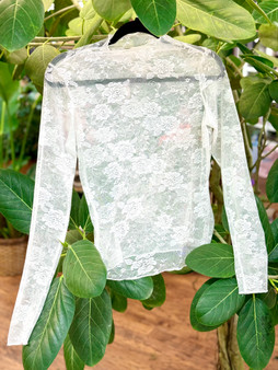 White Floral Mesh Top