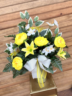 Yellow Serenity Silk Cemetery Arrangement