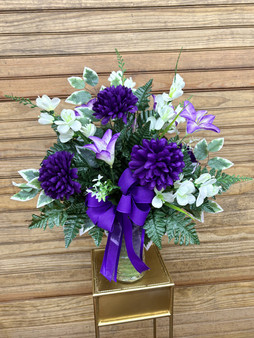 Plum Serenity Silk Cemetery Arrangement