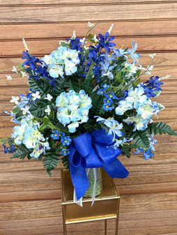 Shades of Blue Serenity Silk Cemetery Arrangement