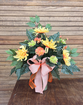 Citrus Magic Silk Cemetery Arrangement