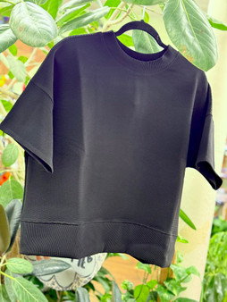 The Tara Ribbed Waist Banded Tee - Black