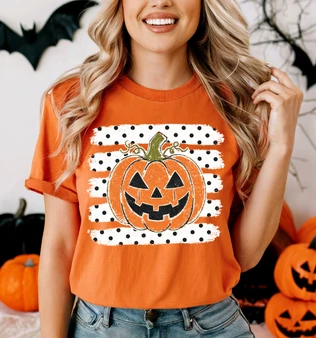 Orange Polka Dot Pumpkin Tee