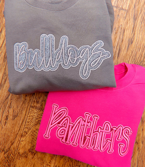 Monochrome Glitter & Puff Embroidered Crewneck Sweatshirts