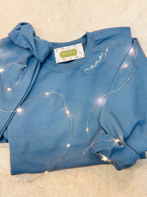 *SURPRISE COLOR* Crewneck Sweater with Embroidered Neckline Name