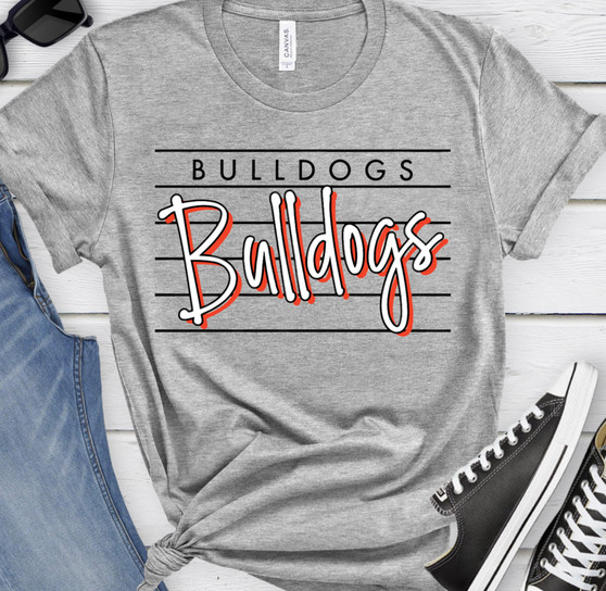 Striped Bulldogs Black & Orange Screen Printed Tee