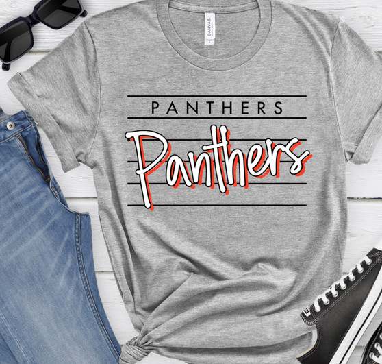 Striped Panthers Black & Orange Screen Printed Tee 