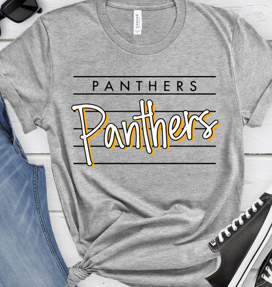 Striped Panthers Black & Gold Screen Printed Tee