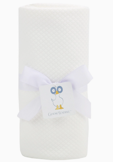 Goose Waddle Knit Baby Blanket - White