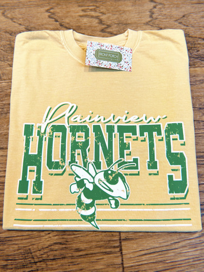 "Plainview Hornets" on Mustard Comfort Color Tee