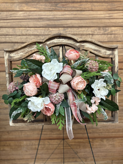#2 Wooden Window Silk Flower Funeral Spray 