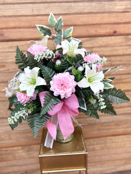 Elegant Blush Silk Cemetery Arrangement